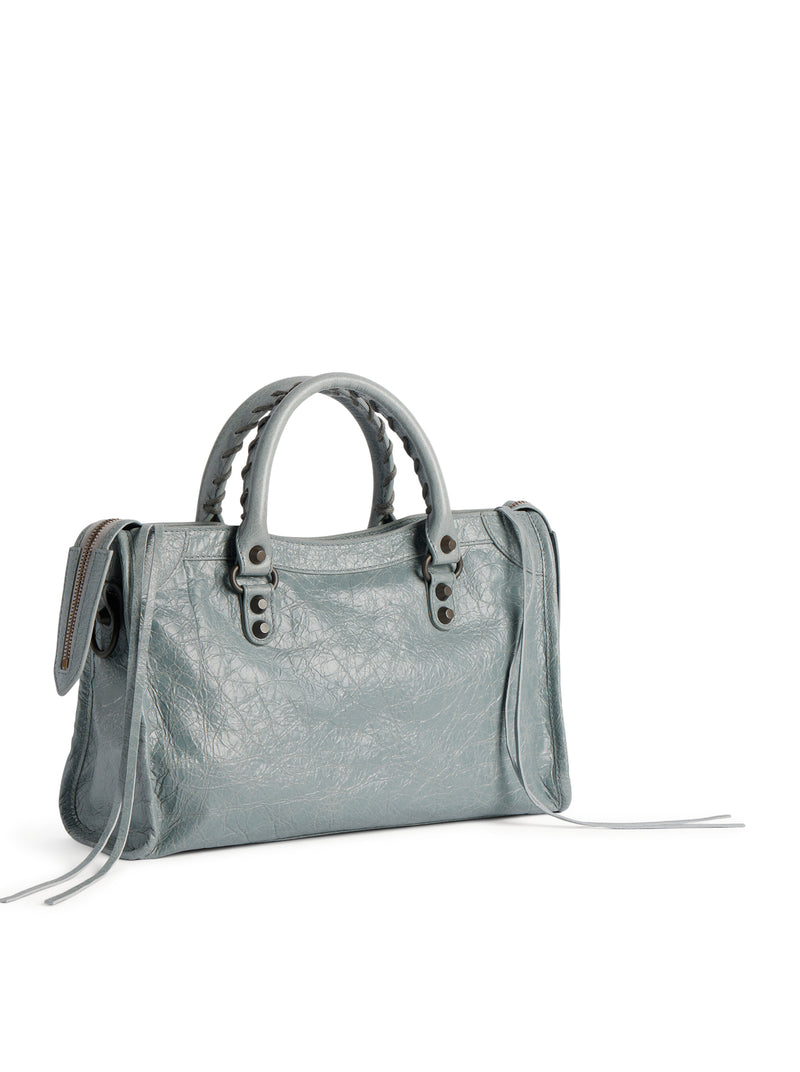 BORSA LE CITY PICCOLA IN PELLE DI AGNELLO ARENA GRIGIO-BLU CON FINITURE OTTONE