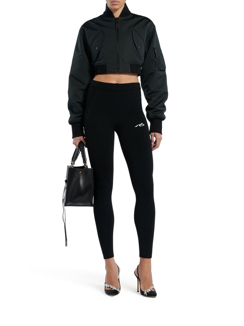 LEGGINGS TECHWEAR IN MAGLIA SPORTIVA NERA