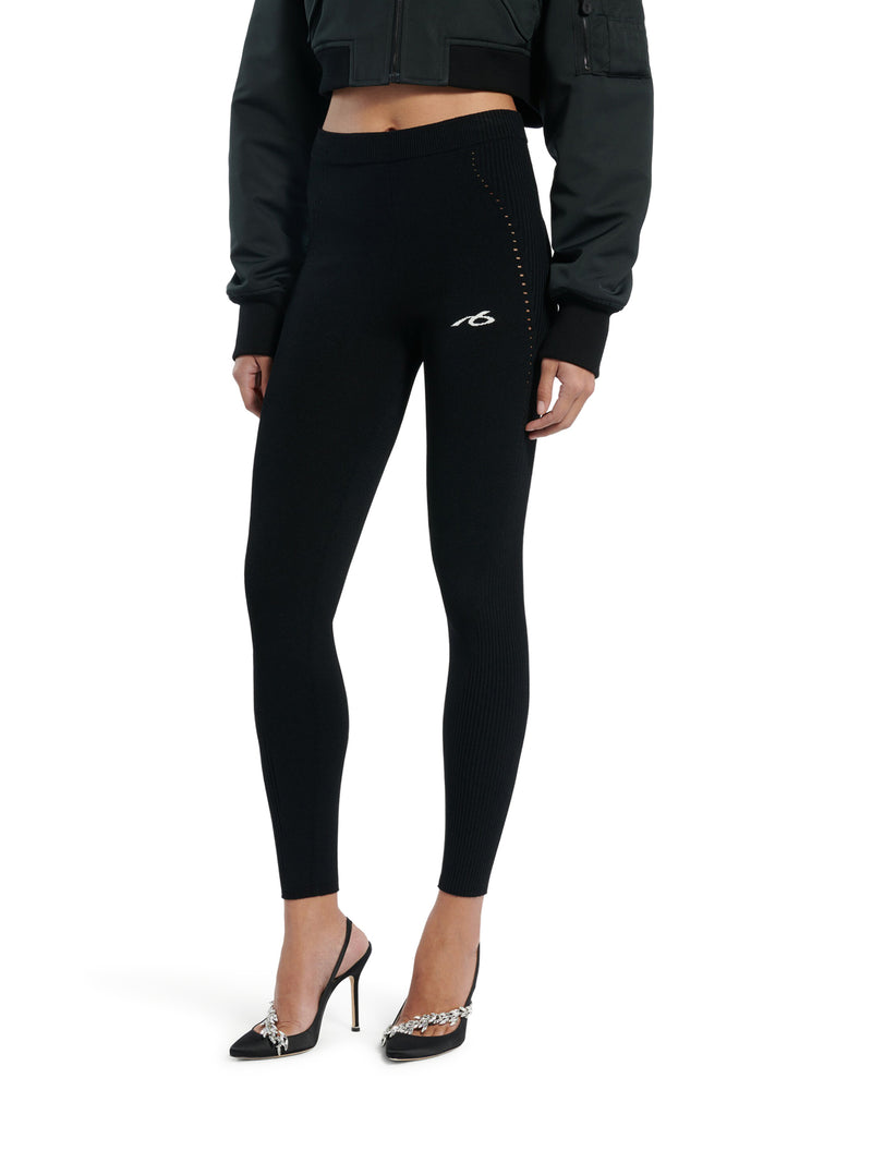 LEGGINGS TECHWEAR IN MAGLIA SPORTIVA NERA