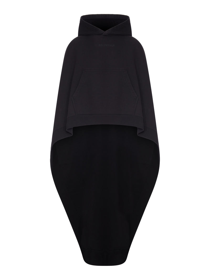 CAPPA IN FELPA OVERSIZE ASIMMETRICA CON CAPPUCCIO