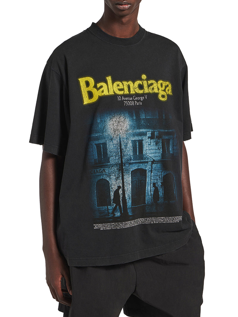 T-SHIRT THE ADDRESS VESTIBILITÀ MEDIA IN NERO SLAVATO