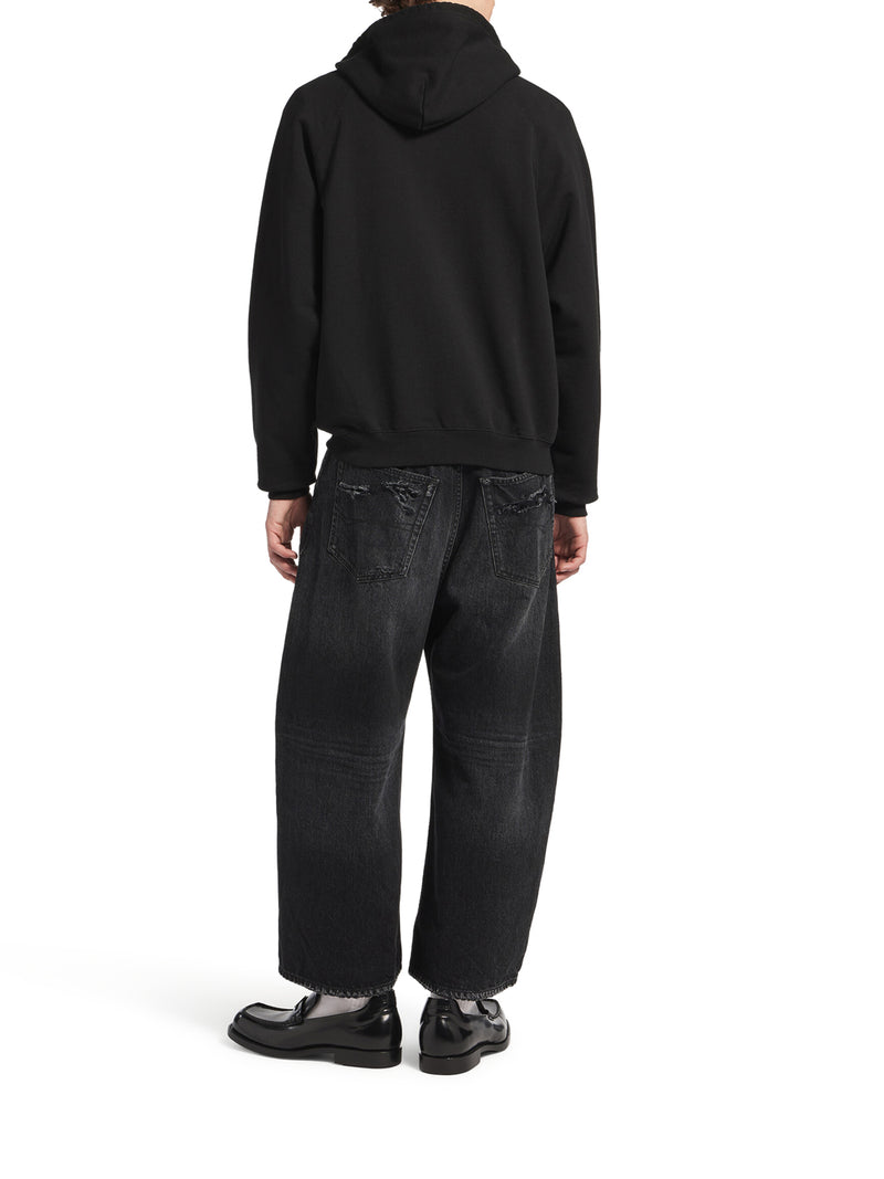 FELPA CON ZIP THE DOOR OVERSIZE IN PILE DRY NERO