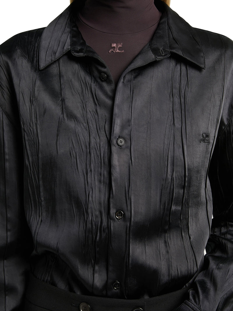 CAMICIA OVERSIZE IN RASO CRINKLED