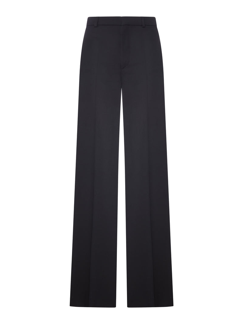 PANTALONI A SFONDA A VITA ALTA IN LANA GRAIN DE POUDRE