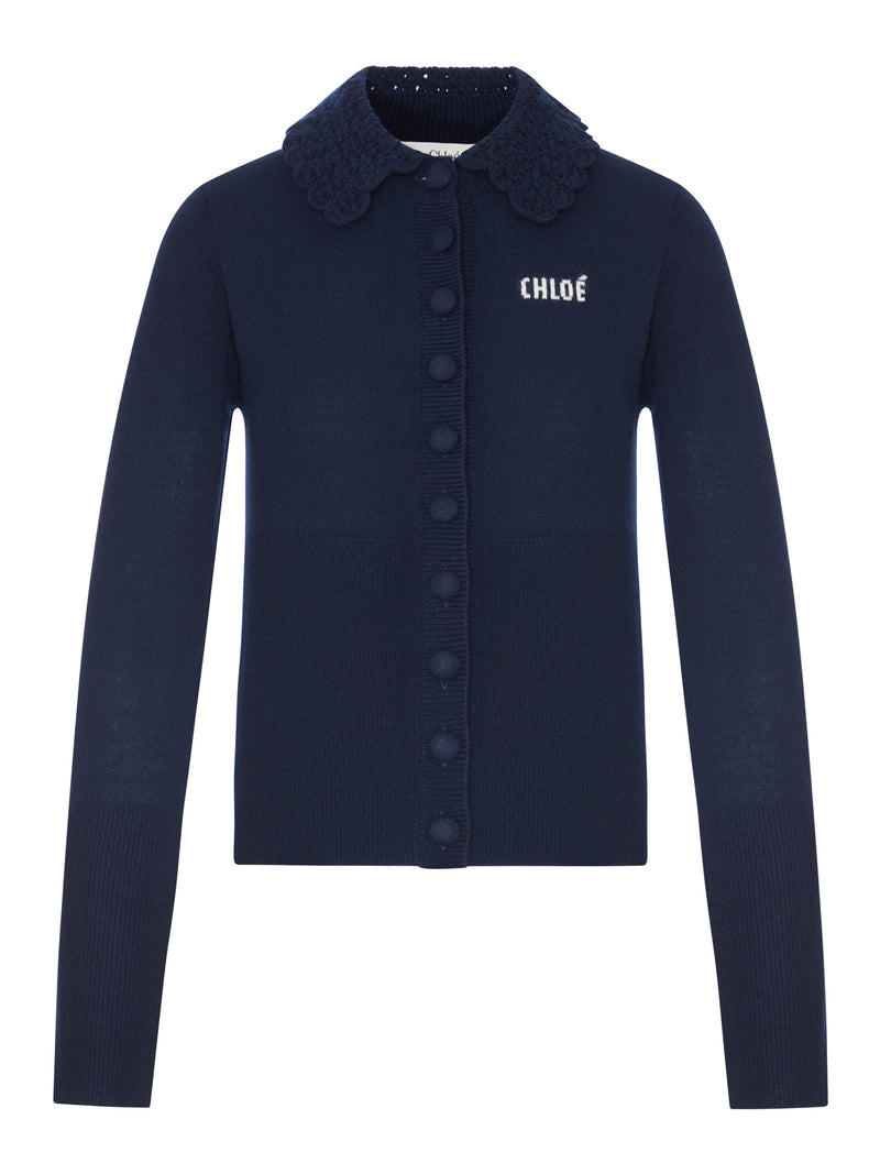 CARDIGAN CON LOGO IN MAGLIA DI LANA