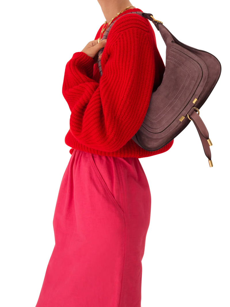 BORSA A SPALLA MARCIE PICCOLA IN PELLE SCAMOSCIATA