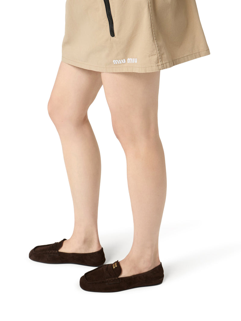 MINIGONNA CON COULISSE IN GABARDINE DI COTONE