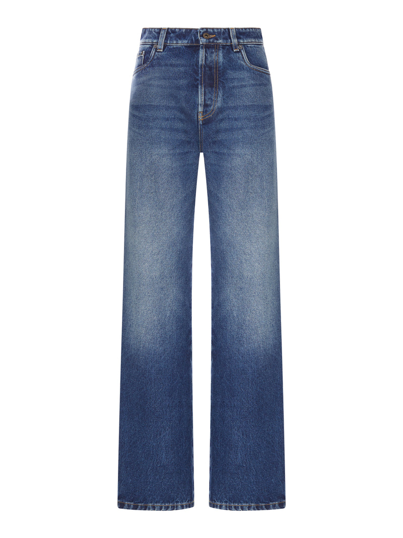JEANS WIDE-LEG IN DENIM EFFETTO DÉLAVÉ