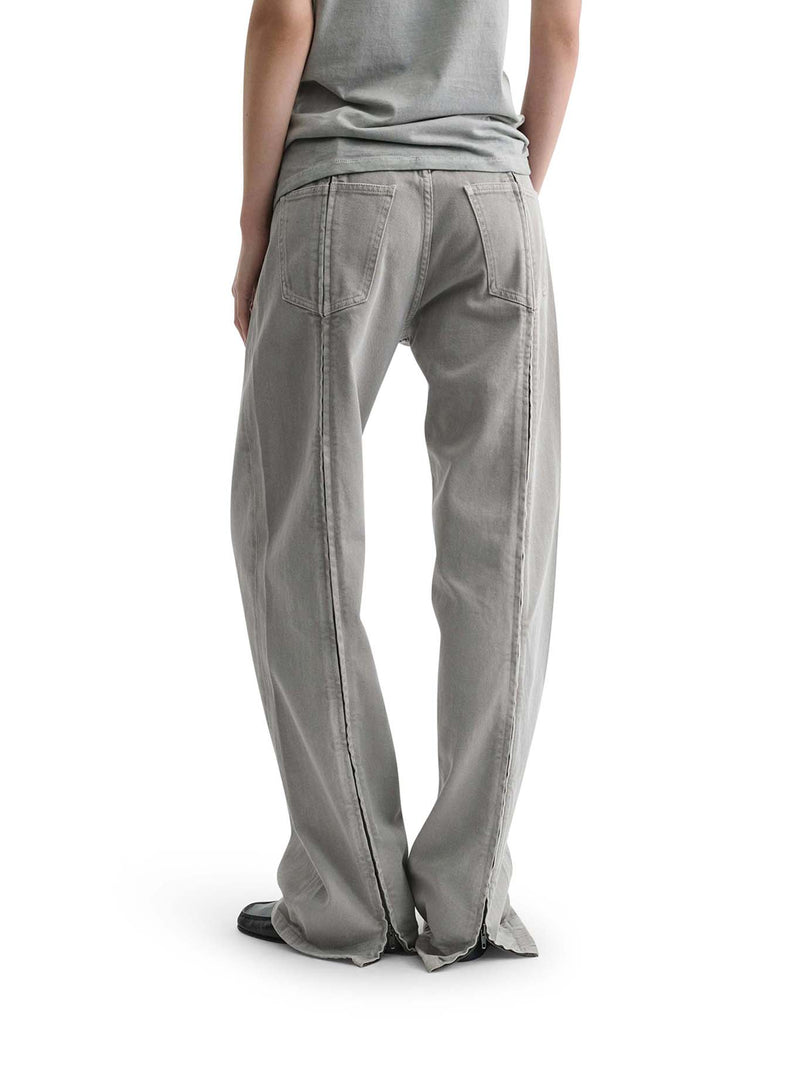 JEANS CON ZIP IN COTONE GRIGIO CENERE
