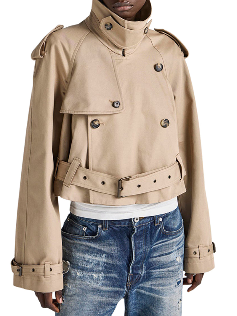 TRENCH CROP IN COTONE IMPERMEABILE
