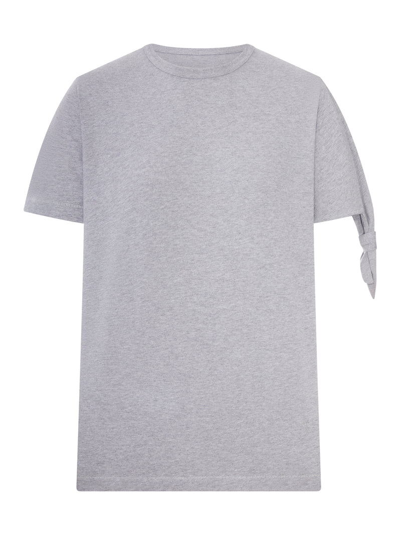 T-SHIRT EFFETTO MELANGE CON MANICHE ANNODATE