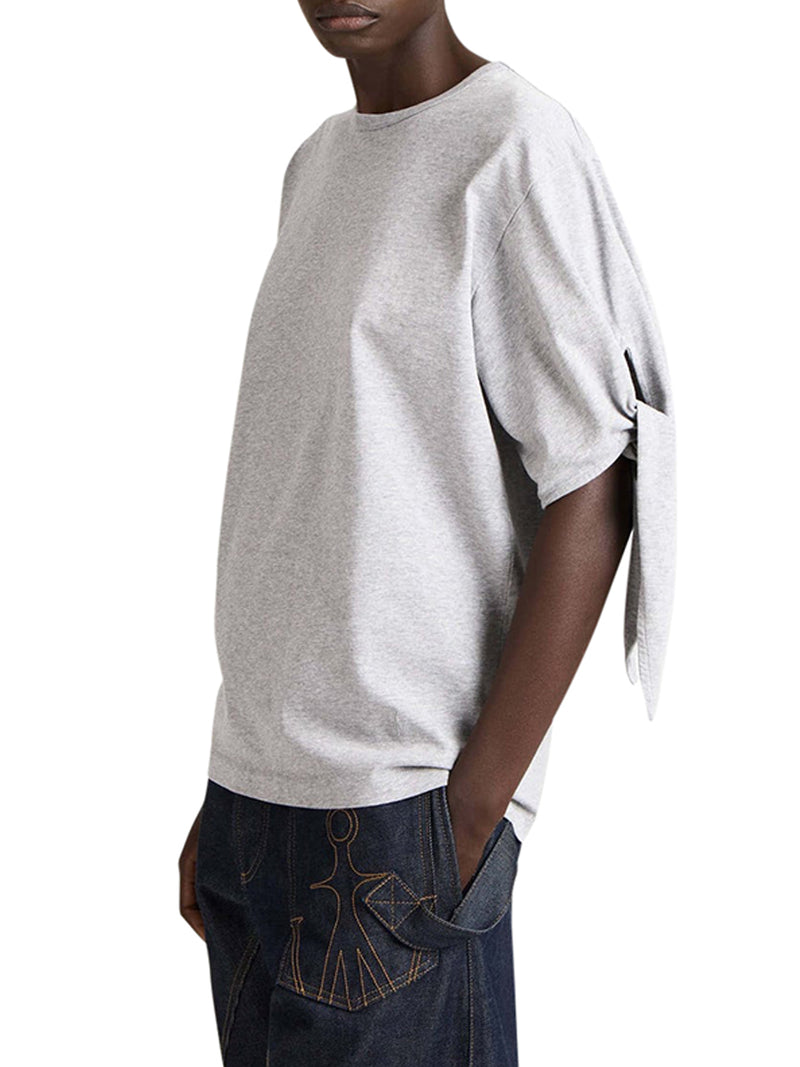 T-SHIRT EFFETTO MELANGE CON MANICHE ANNODATE