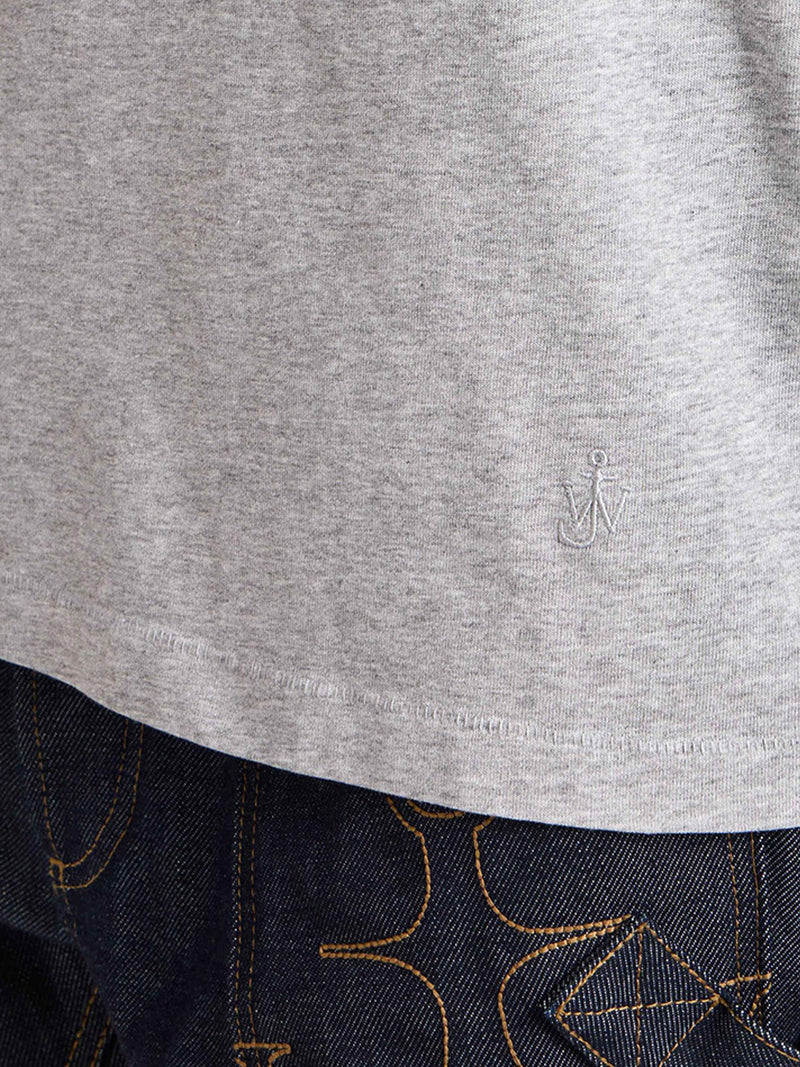 T-SHIRT EFFETTO MELANGE CON MANICHE ANNODATE