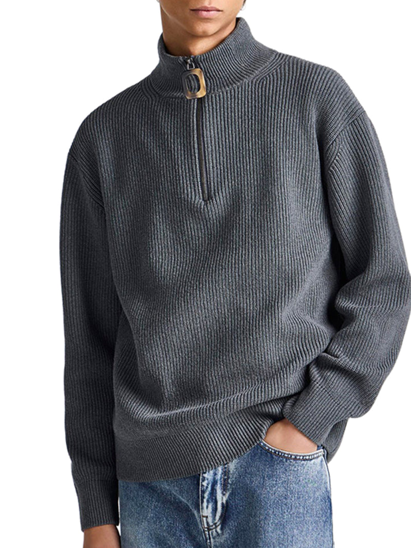 MAGLIA A COSTE CON COLLO ALTO E ZIP
