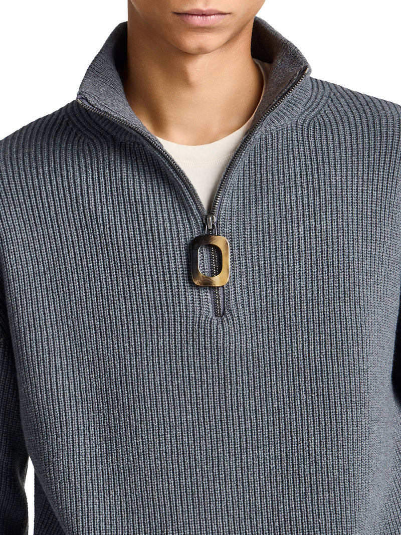 MAGLIA A COSTE CON COLLO ALTO E ZIP