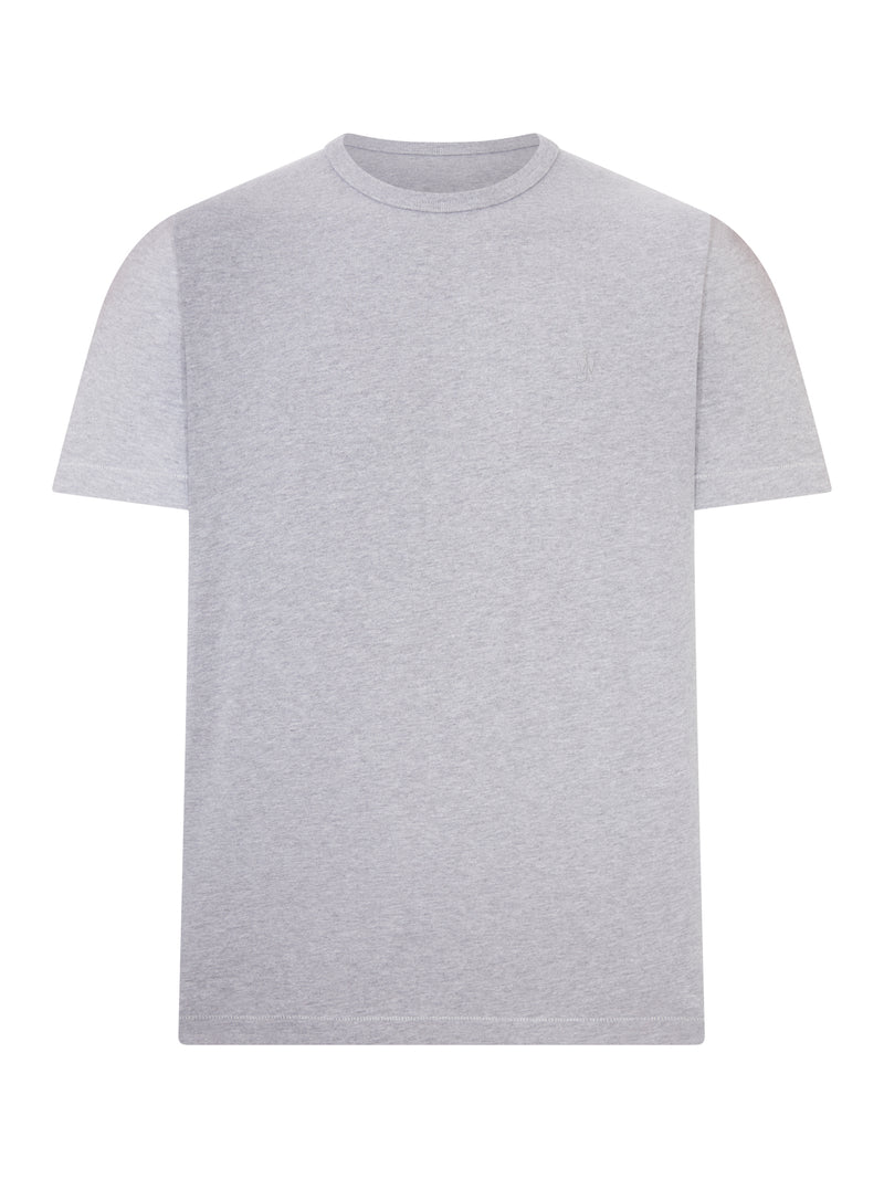 T-SHIRT CON ANCORA RICAMATA IN GRIGIO MEDIO MÉLANGE