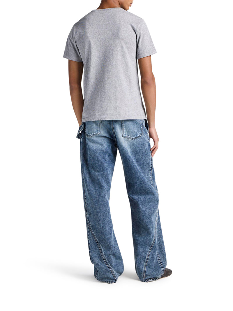 T-SHIRT CON ANCORA RICAMATA IN GRIGIO MEDIO MÉLANGE