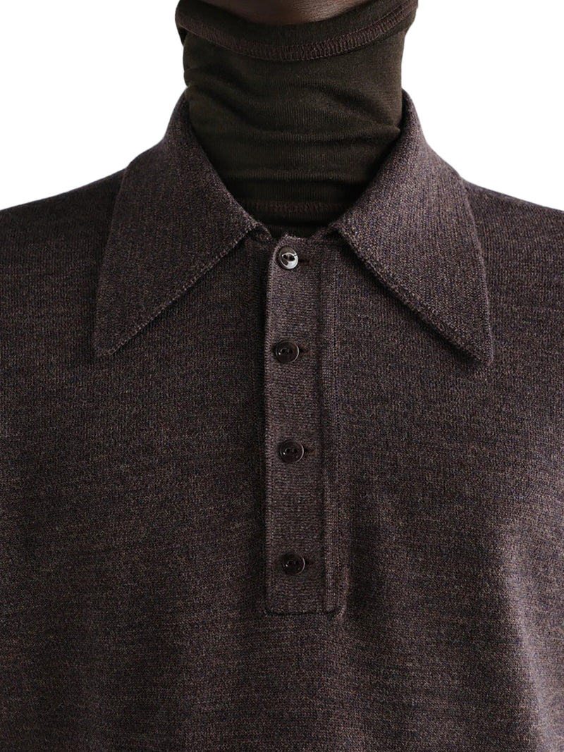 POLO A MANICHE LUNGHE IN PREGIATA LANA MERINO MOULINÉ