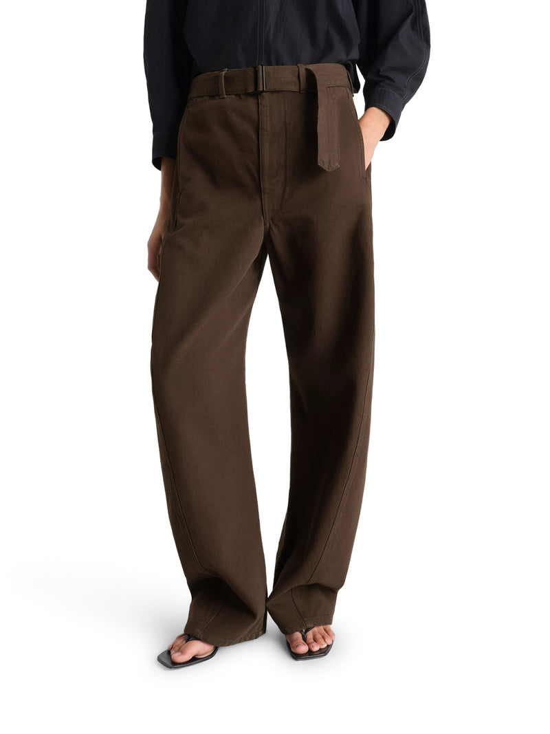 PANTALONI IN COTONE CON CINTURA INTRECCIATA
