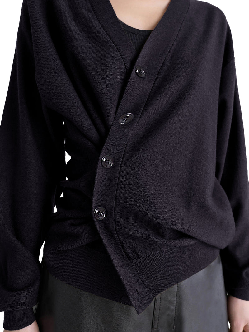 CARDIGAN RELAXED TWISTED IN MISTO LANA MERINO