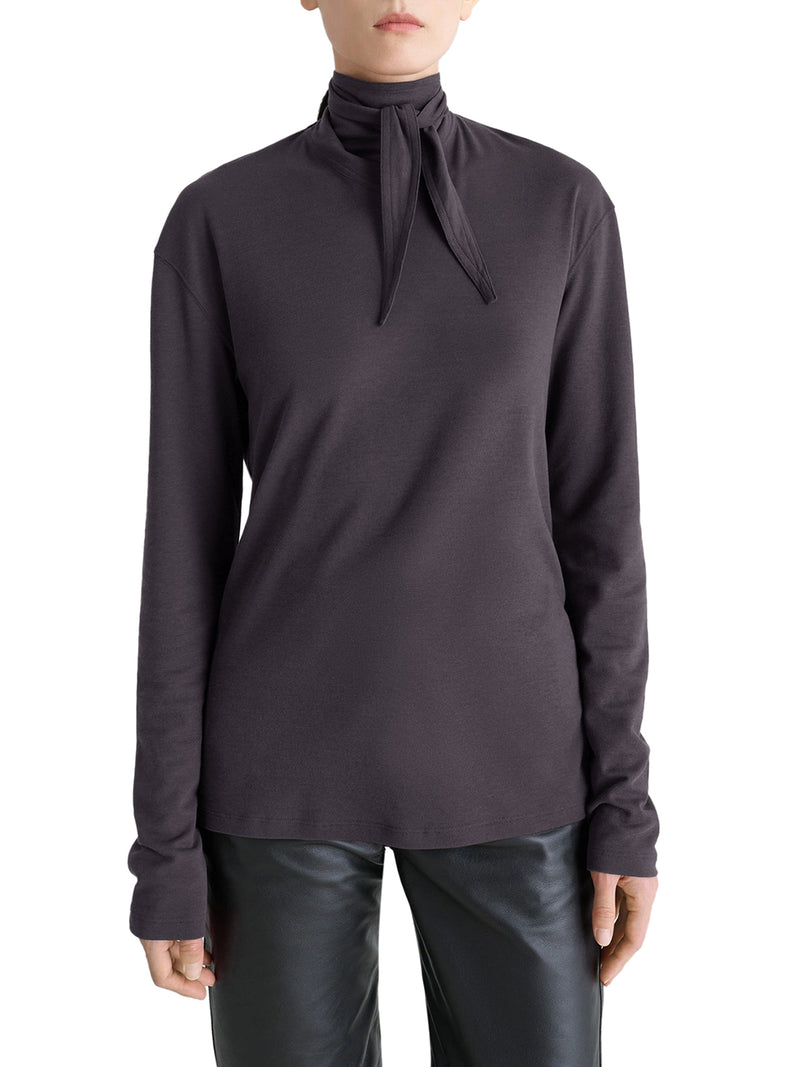 MAGLIA A MANICHE LUNGHE IN JERSEY CON FOULARD
