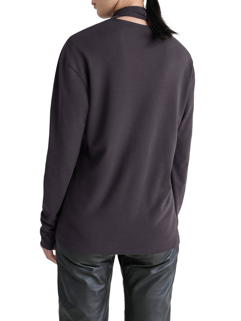 MAGLIA A MANICHE LUNGHE IN JERSEY CON FOULARD