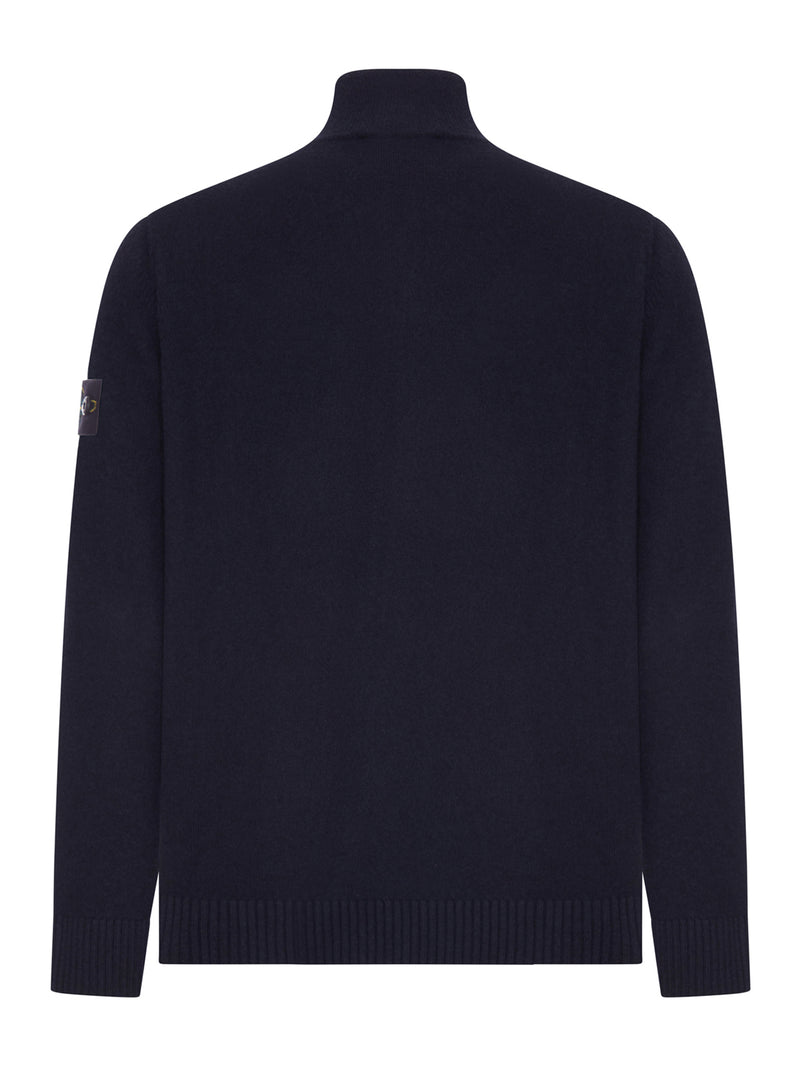 MAGLIA FULL ZIP IN LANA CON COLLO ALTO