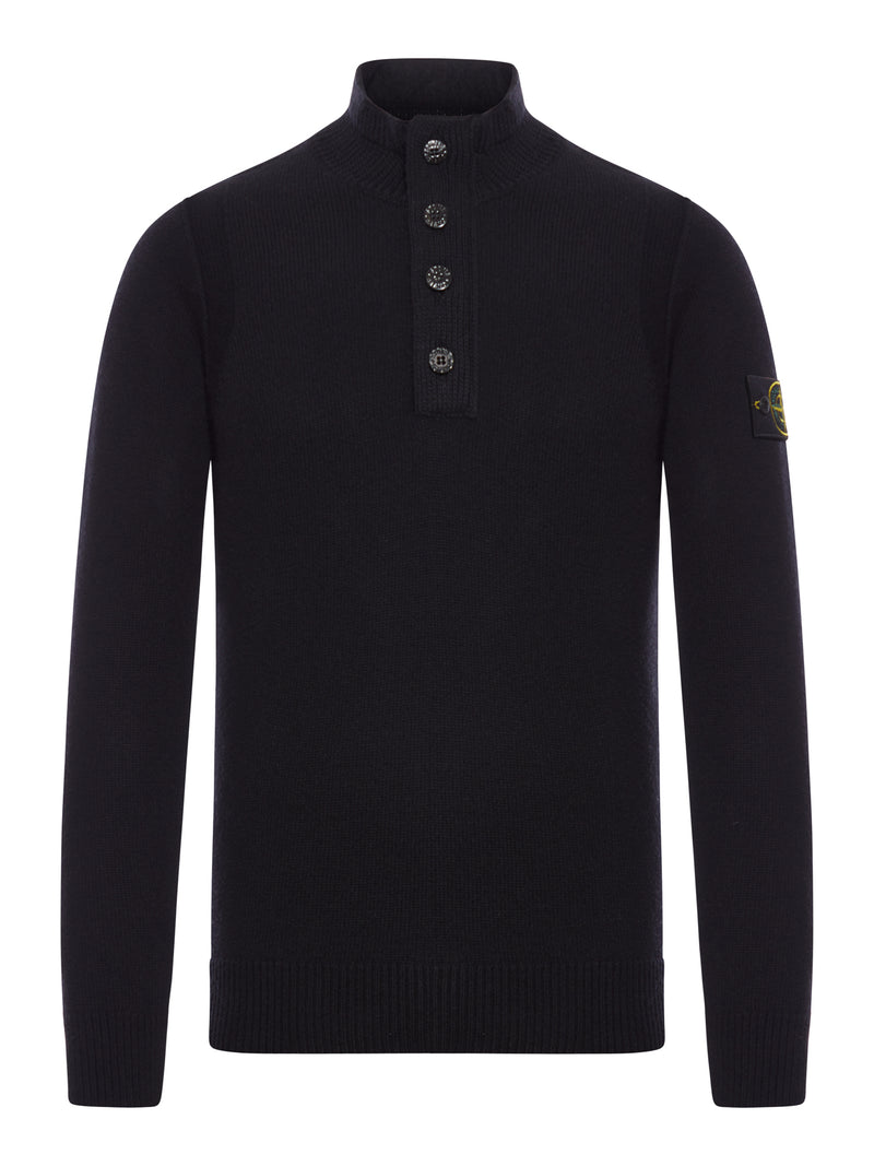 MAGLIONE VESTIBILITÀ REGULAR CON ZIP CORTA E FINTA CON BOTTONI