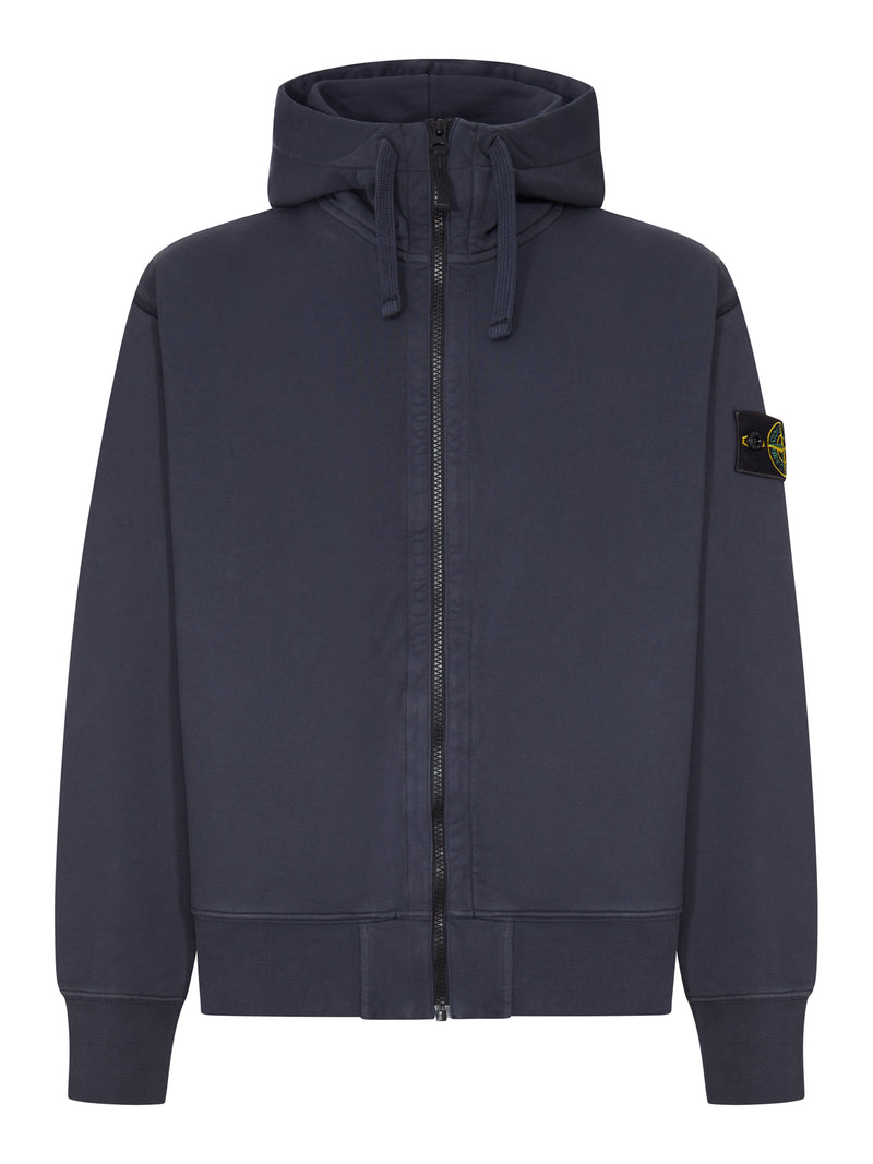 FELPA CON CAPPUCCIO E ZIP IN COTONE