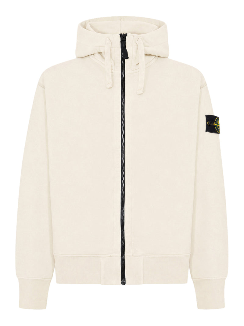 FELPA CON CAPPUCCIO E ZIP IN COTONE