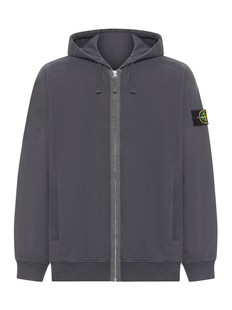 FELPA IN COTONE CON ZIP, CAPPUCCIO E LOGO COMPASS