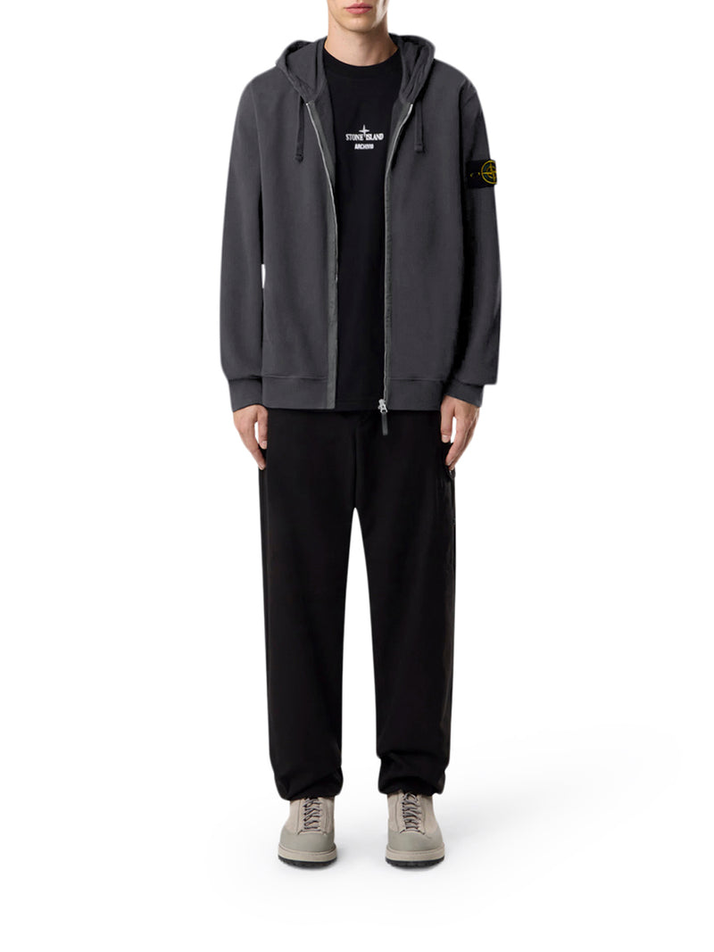 FELPA IN COTONE CON ZIP, CAPPUCCIO E LOGO COMPASS