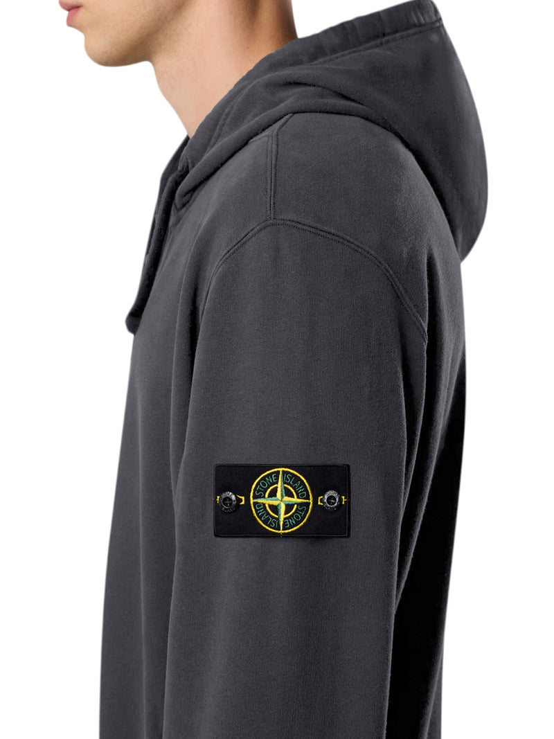 FELPA IN COTONE CON ZIP, CAPPUCCIO E LOGO COMPASS