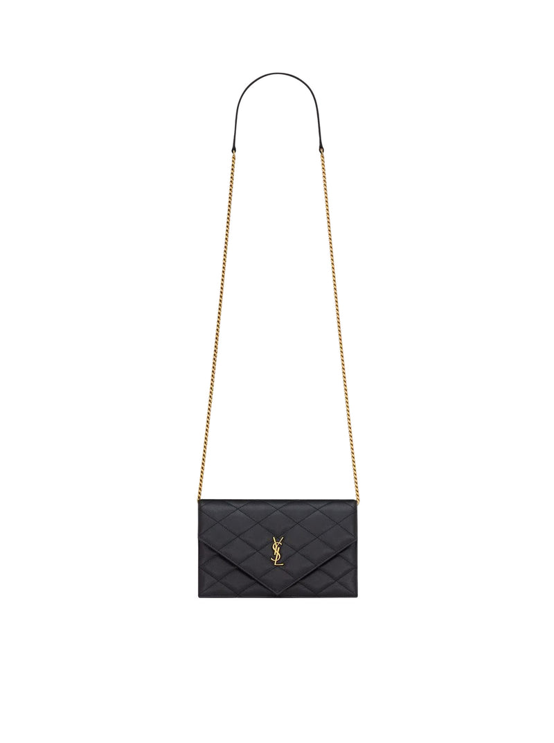 PORTAFOGLI PARIS CON CATENA IN PELLE GOFFRATA GRAIN DE POUDRE