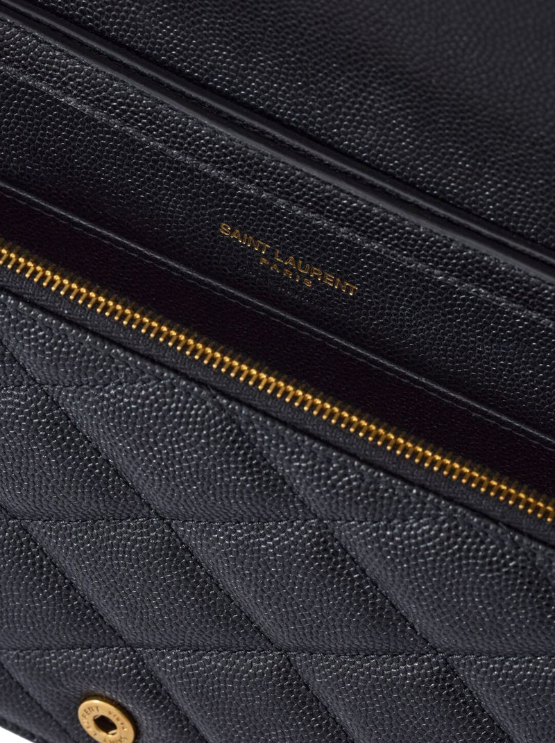 PORTAFOGLI PARIS CON CATENA IN PELLE GOFFRATA GRAIN DE POUDRE