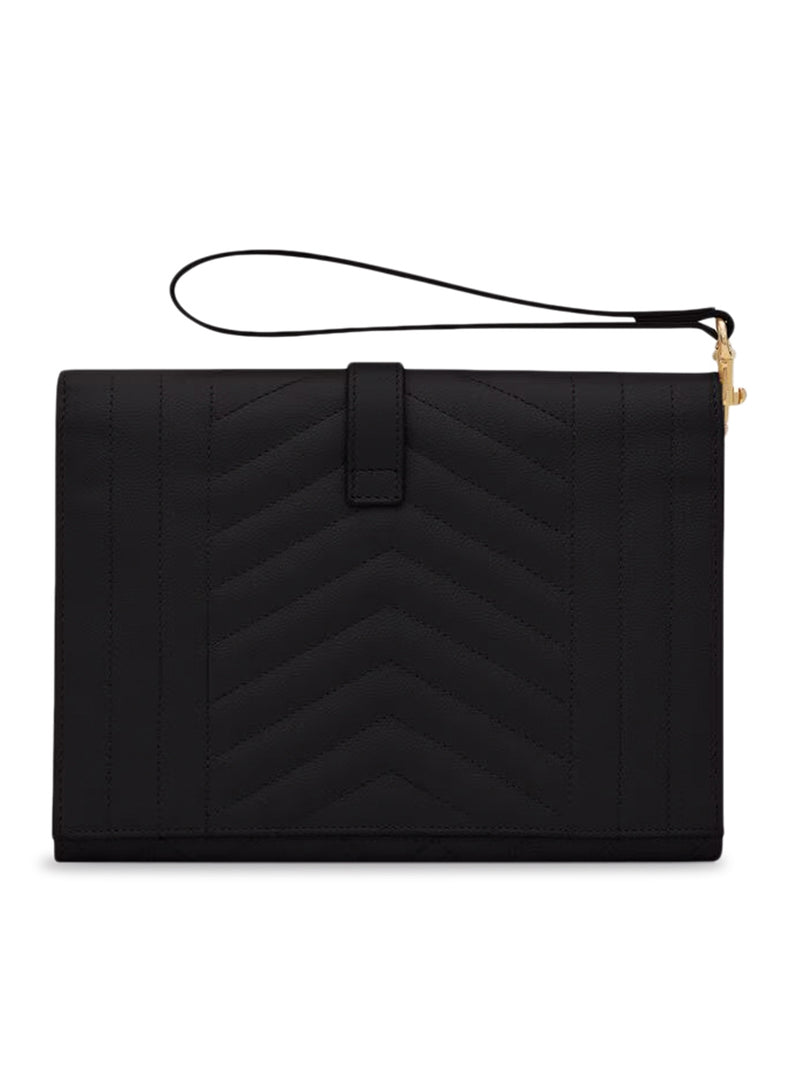 ENVELOPE POUCH IN PELLE GOFFRATA GRAIN DE POUDRE MIX MATELASSÉ