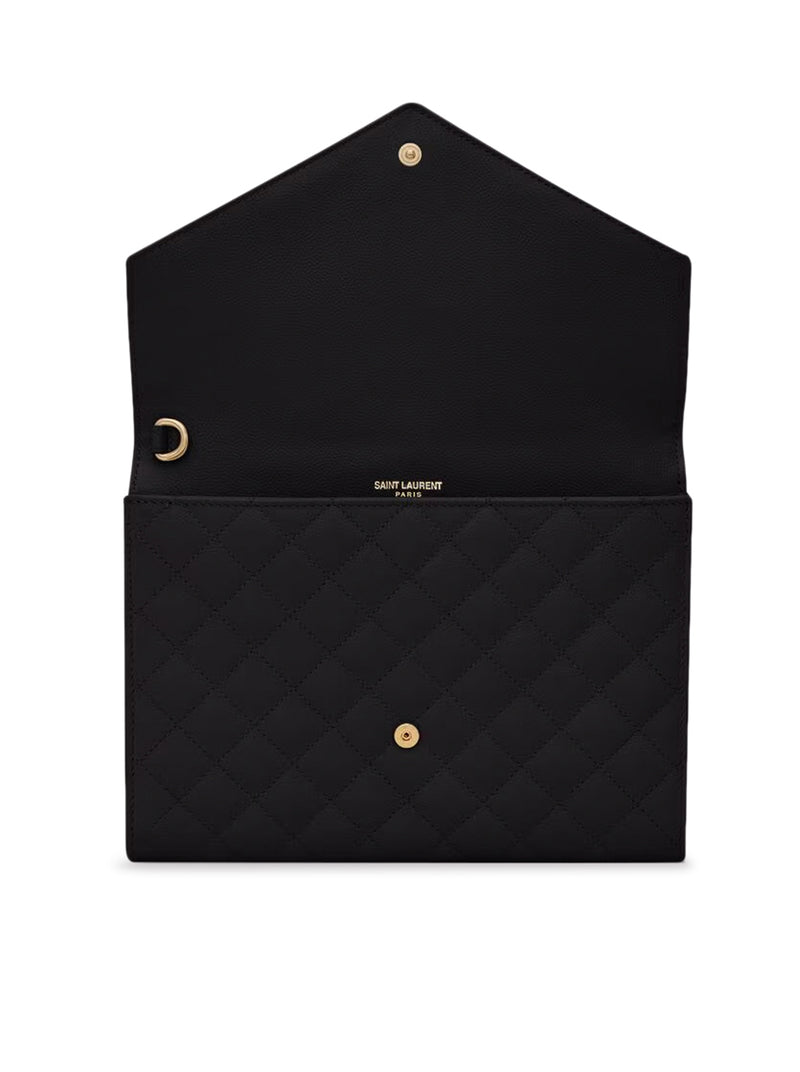 ENVELOPE POUCH IN PELLE GOFFRATA GRAIN DE POUDRE MIX MATELASSÉ