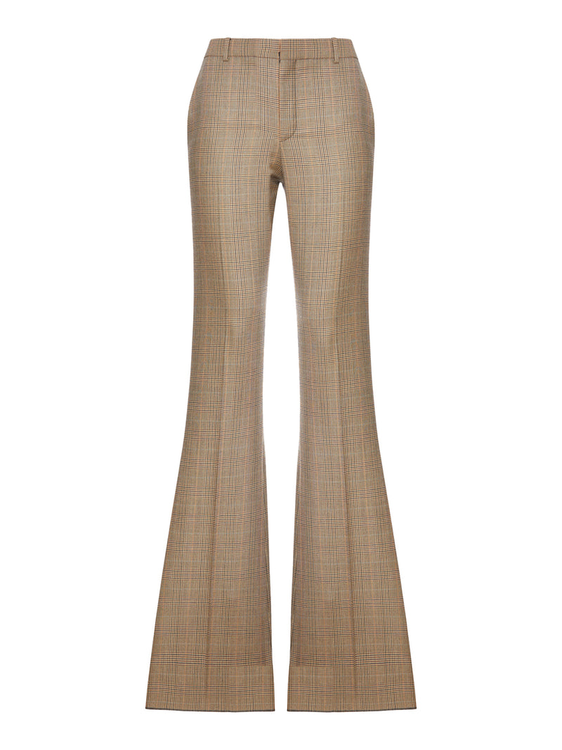 PANTALONI SVASATI IN LANA PIED DE POULE PRINCIPE DI GALLES