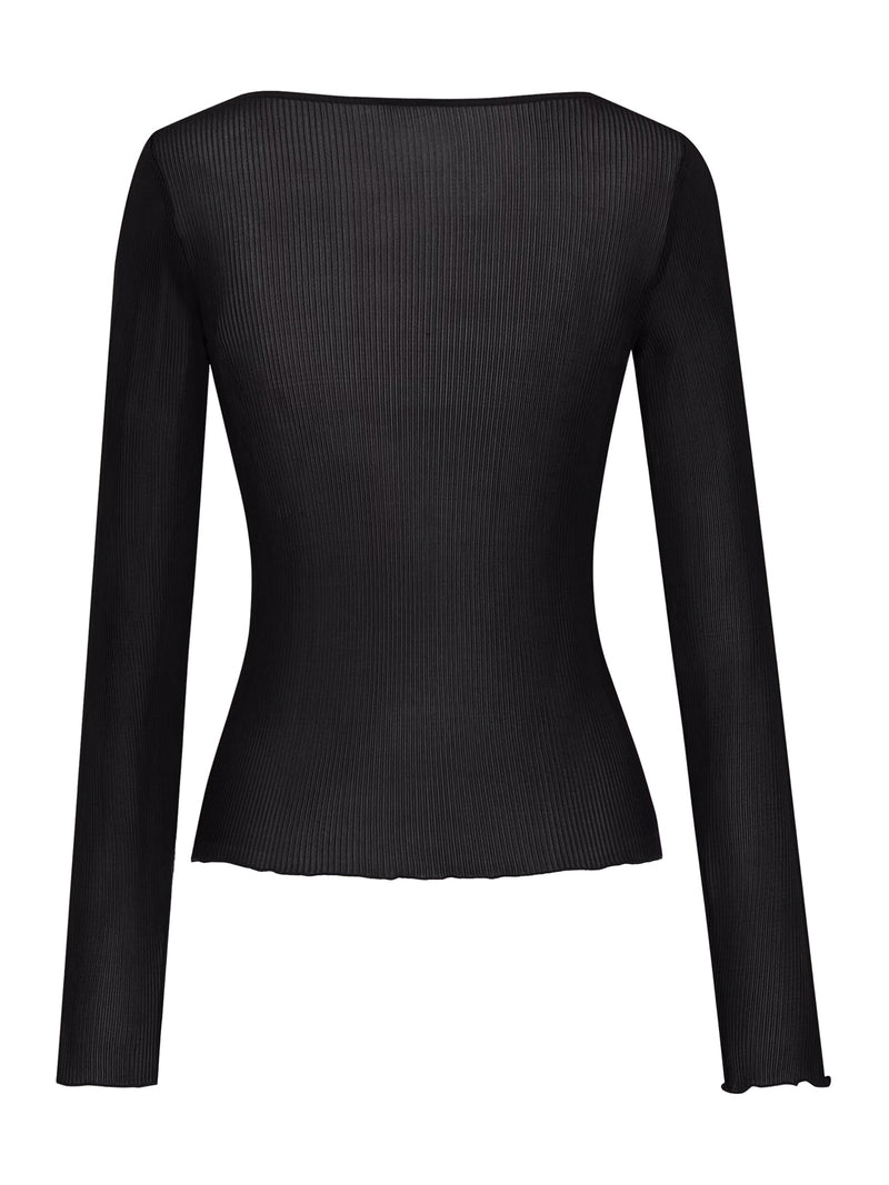 TOP CASSANDRE CON SCOLLO A V IN SETA A COSTE