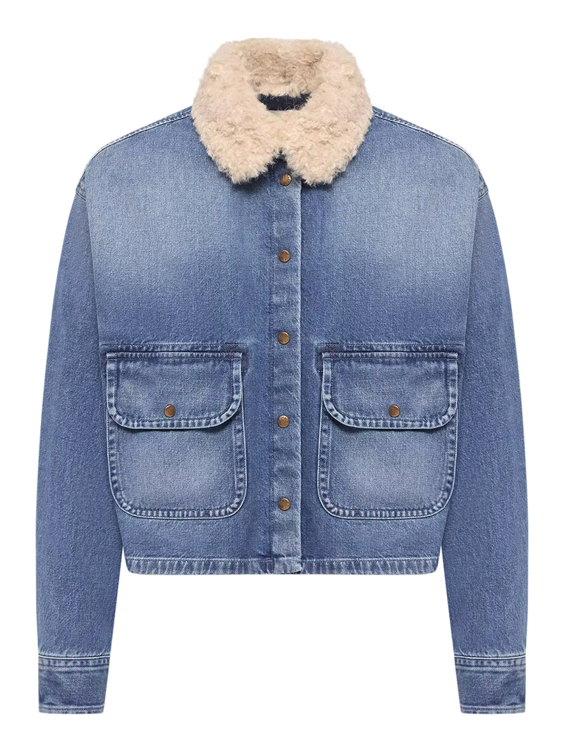 CAMICIA IN DENIM CON FINITURE IN TEDDY