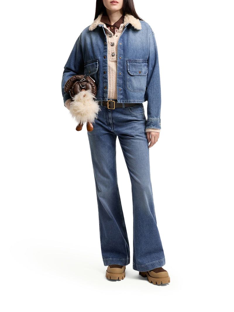 CAMICIA IN DENIM CON FINITURE IN TEDDY