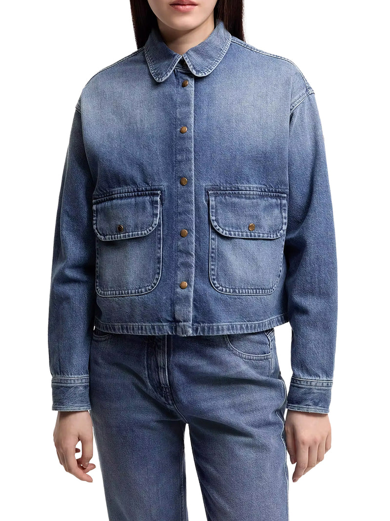 CAMICIA IN DENIM CON FINITURE IN TEDDY