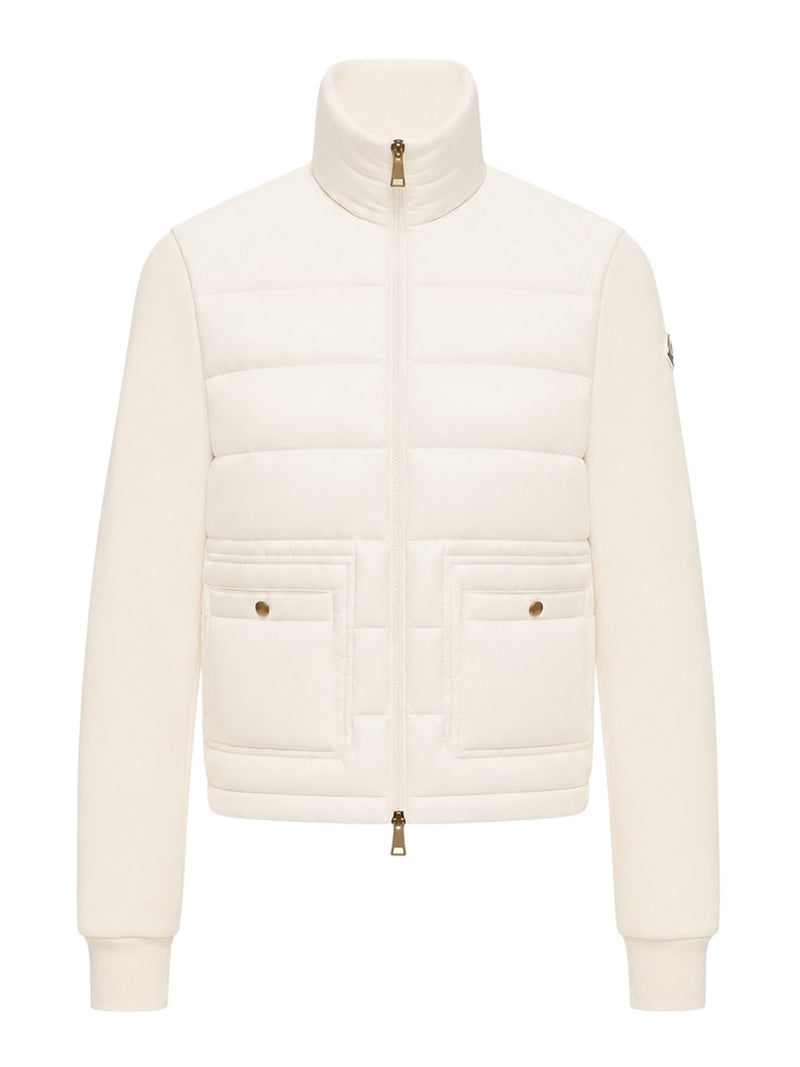 FELPA CON ZIP IN COTONE CON PARTE ANTERIORE IN NYLON