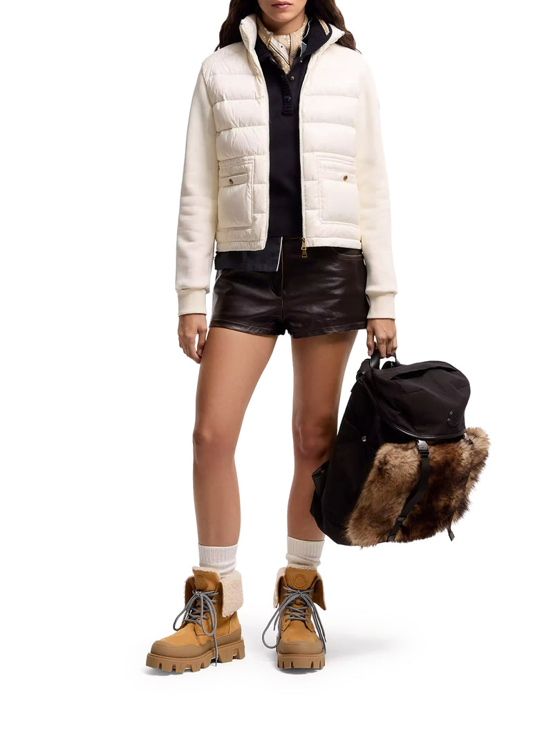 FELPA CON ZIP IN COTONE CON PARTE ANTERIORE IN NYLON