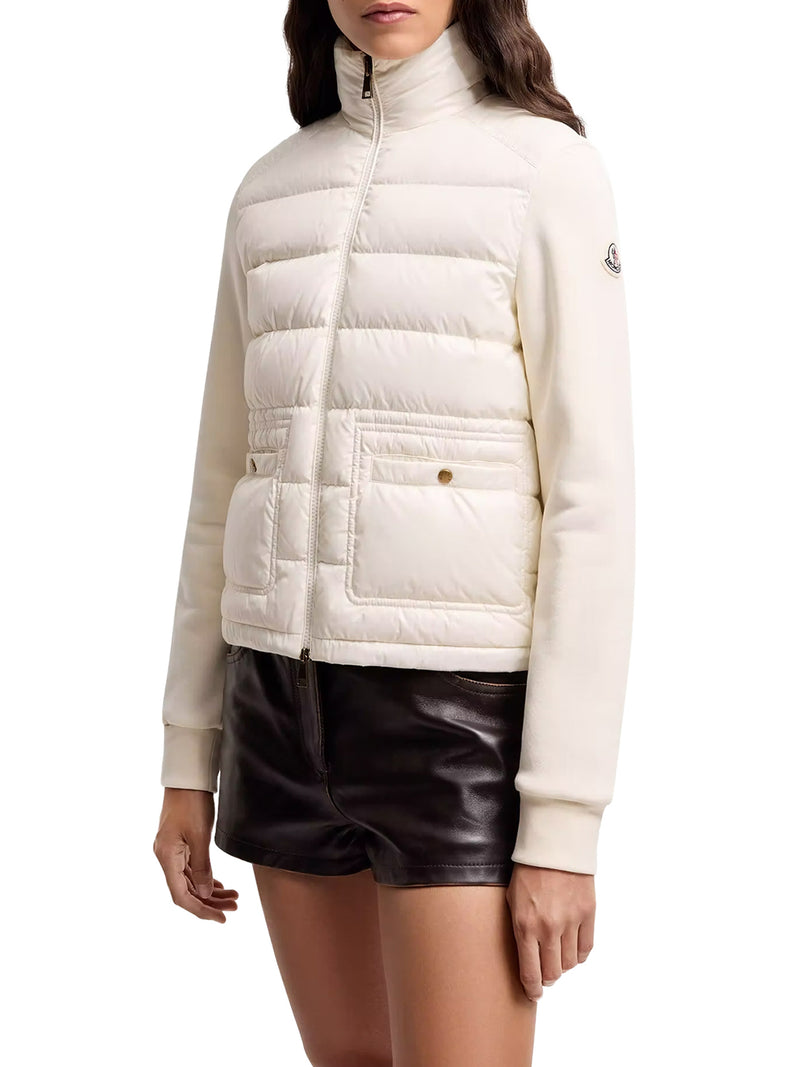 FELPA CON ZIP IN COTONE CON PARTE ANTERIORE IN NYLON