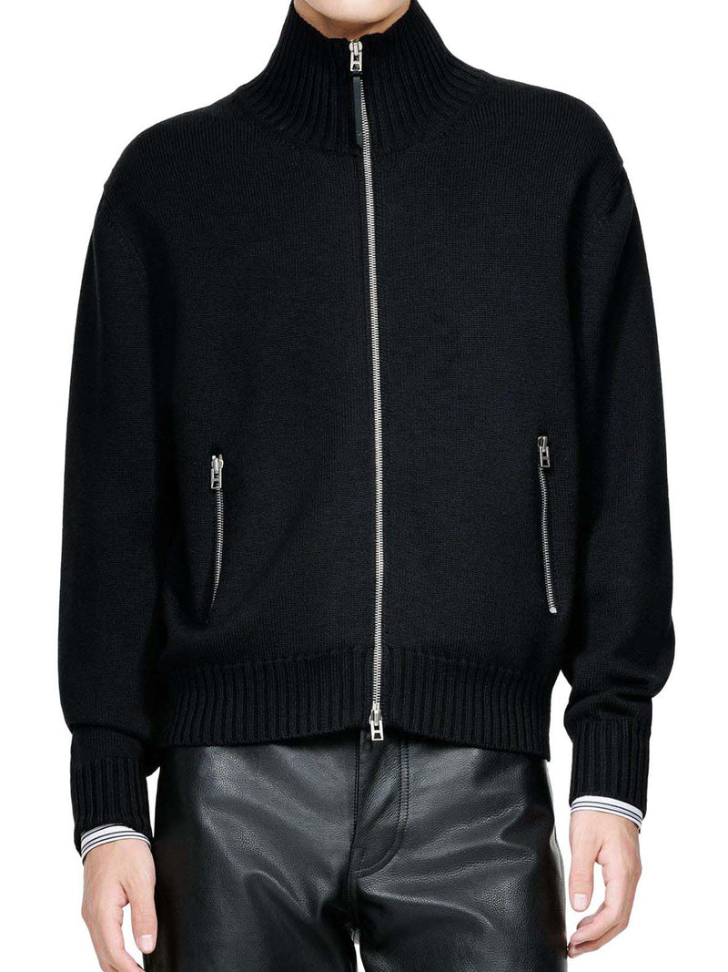 CARDIGAN CON ZIP IN LANA MÉRINOS