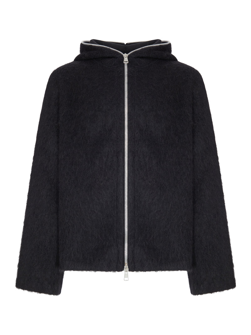 FELPA FULL ZIP IN LANA CON CAPPUCCIO