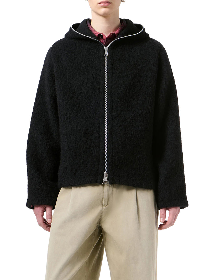 FELPA FULL ZIP IN LANA CON CAPPUCCIO