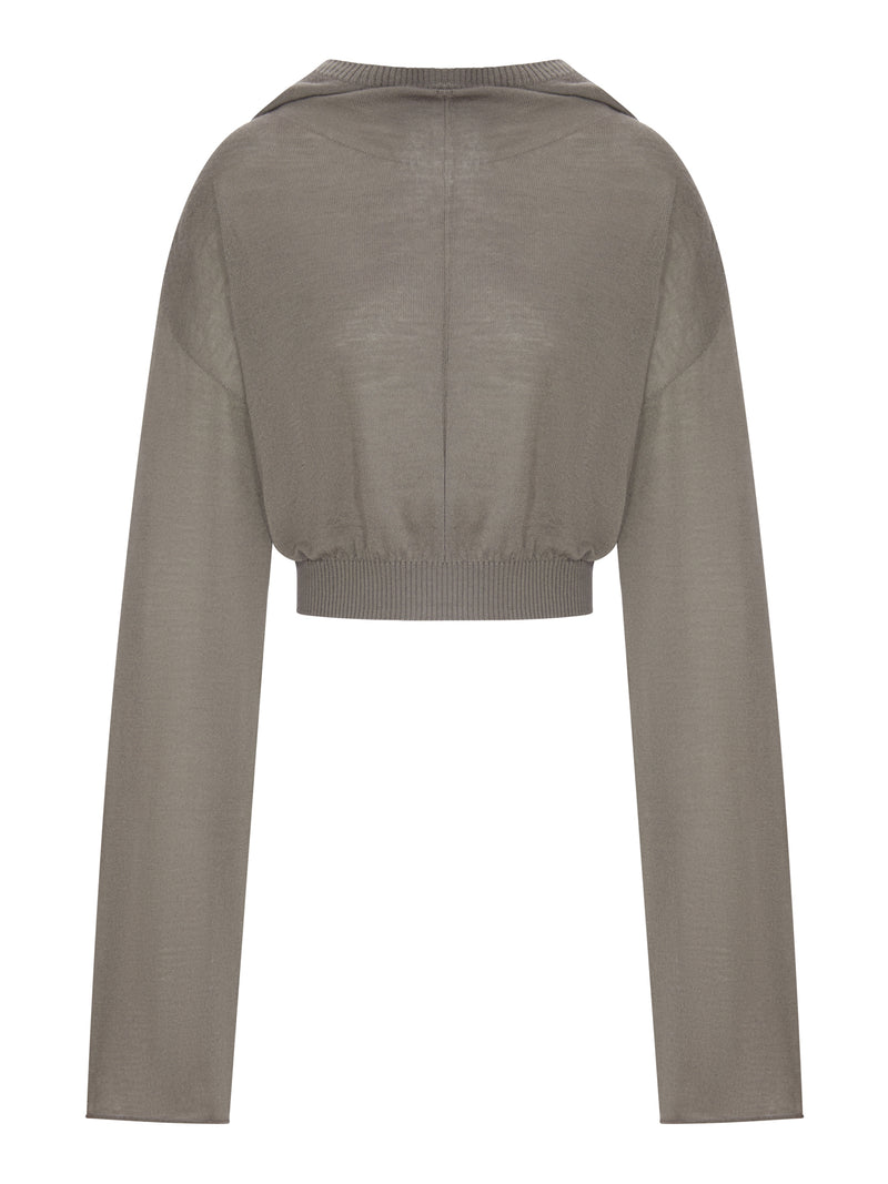 MAGLIA CROPPED IN MAGLIA CON CAPPUCCIO
