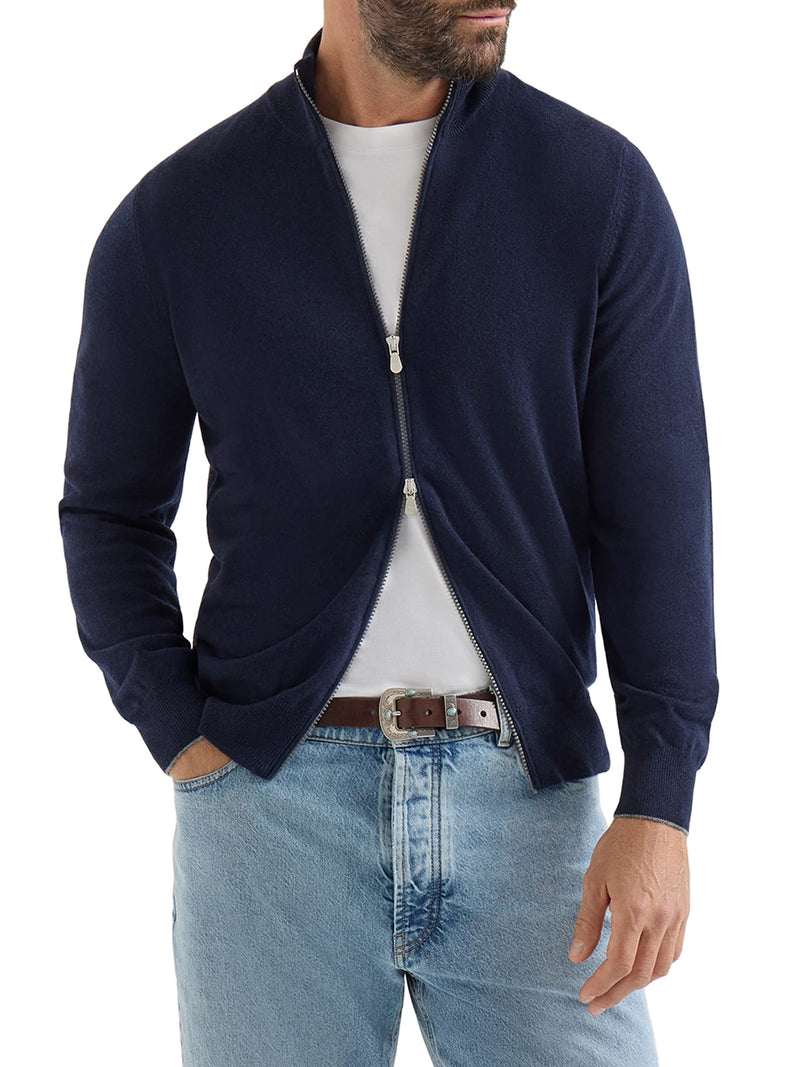CARDIGAN CON ZIP IN CASHMERE
